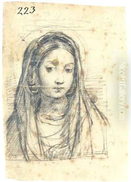 The Madonna, bust-length, looking down Oil Painting by Giuseppe Cesari