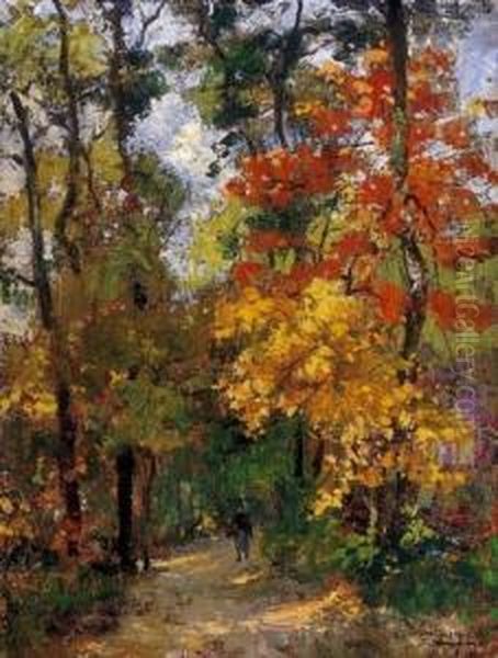 In The Forest Of Autumn Oil Painting by Lajos Gimes