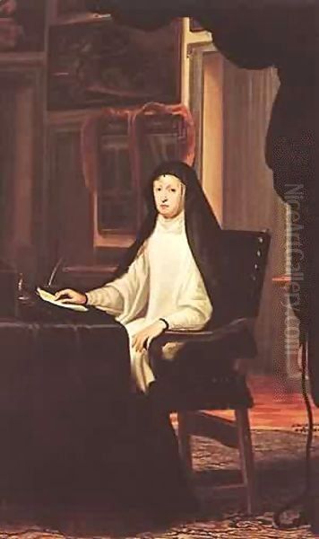 Queen Mariana de Austria as a Widow 1669 Oil Painting by Juan Carreno De Miranda