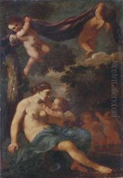 Venus And Cupid With Putti Oil Painting by Giacinto Gimignani