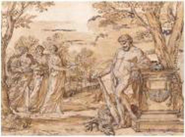 Hercules In The Garden Of The Hesperides, Daughters Of Evening Oil Painting by Giacinto Gimignani