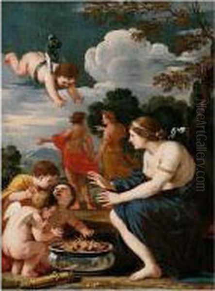 ``sine Baccho Et Cerere Friget Venus' Oil Painting by Giacinto Gimignani