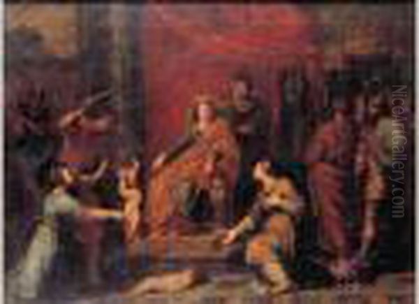 Le Jugement De Salomon Oil Painting by Giacinto Gimignani