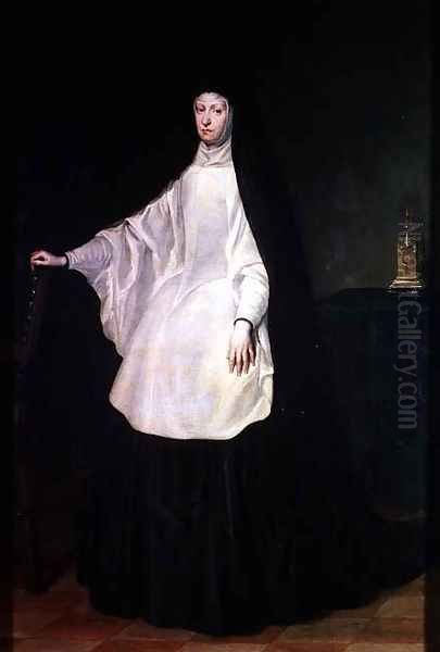 Queen Maria-Anna of Bavaria-Neuburg (1667-1740) Queen of Spain, wife of Charles II (1661-1700), in mourning, c.1700 Oil Painting by Juan Carreno De Miranda