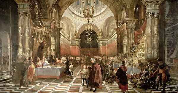 Belshazzar's Feast, c.1650-70 Oil Painting by Juan Carreno De Miranda