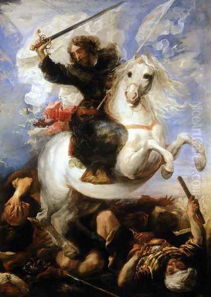 St James the Great in the Battle of Clavijo 1660 Oil Painting by Juan Carreno De Miranda