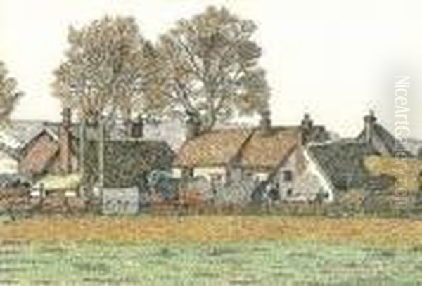 Group Of Cottages, Chinnor Oil Painting by Charles Ginner