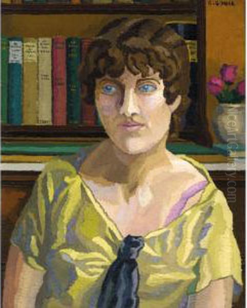 Girl Philosopher - Portrait Of Dorothea Maria Crikson Oil Painting by Charles Ginner