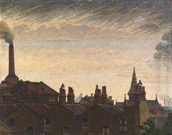 Pimlico Skyline Oil Painting by Charles Ginner