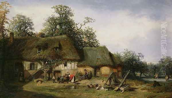 A Farm in Normandy Oil Painting by Nicolas Louis Cabat