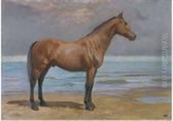 Cavallo Sulla Spiaggia Oil Painting by Edoardo Gioia