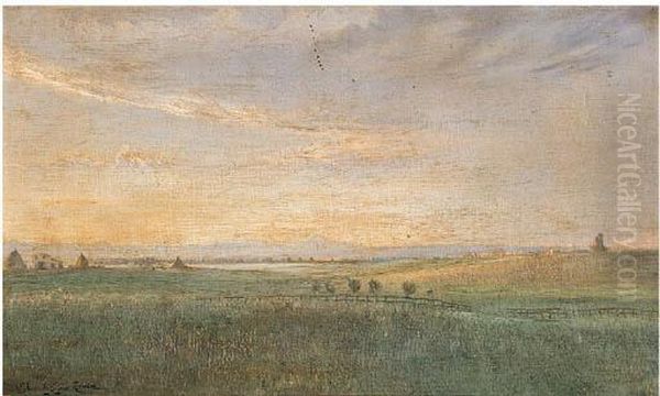 Paesaggio Della Campagna Romana Oil Painting by Edoardo Gioia