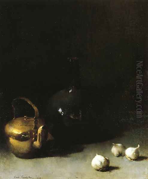 Still LIfe with Garlic Oil Painting by Emil Carlsen