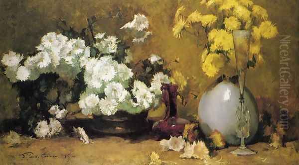 Chrysanthemums I Oil Painting by Emil Carlsen