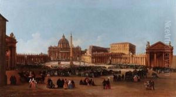 Veduta Di Piazza San Pietro Oil Painting by Vincenzo Giovannini