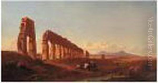 Ruins On The Appia Oil Painting by Vincenzo Giovannini