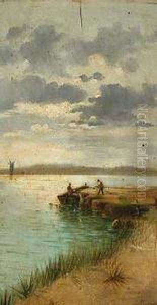 En El Guadalquivir Oil Painting by Adolfo Giraldez Y Penalver