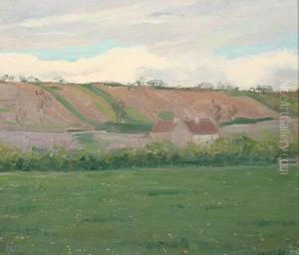 Field And Hills Oil Painting by Leon Giran-Max