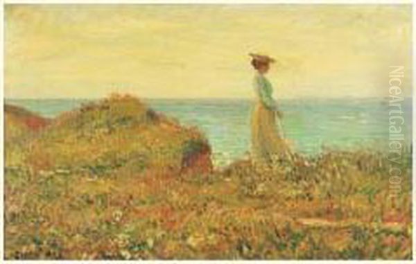 Saint-briac : Elegante A La Pointe Du Crosnier Oil Painting by Leon Giran-Max