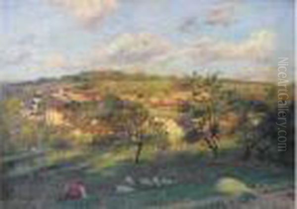 Paysage A Cergy Oil Painting by Leon Giran-Max