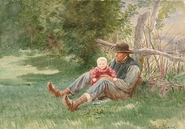 A Precious Moment Oil Painting by Albert Girard