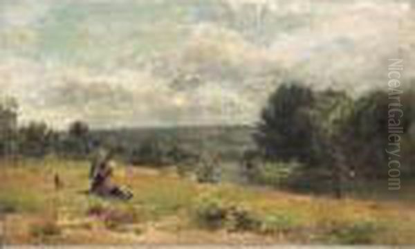 Paysage En Ete Oil Painting by Edouard-Henri Girardet