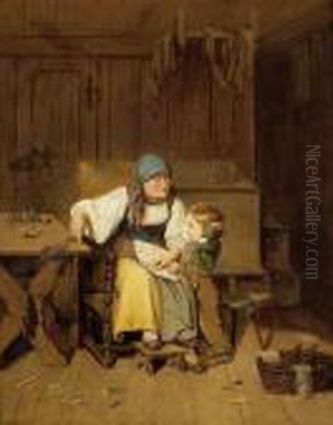 Ted Do You Want A Whipping? Oil On Canvas Oil Painting by Edouard-Henri Girardet