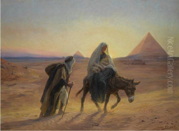 Flight Into Egypt Oil Painting by Eugene-Alexis Girardet