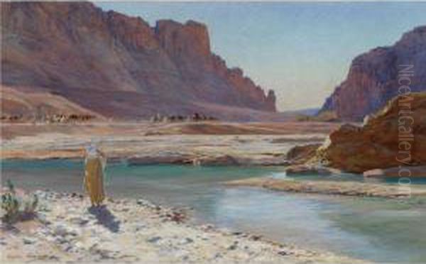 L'oued Oil Painting by Eugene-Alexis Girardet