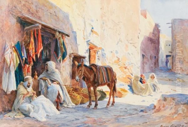 Dans Les Rues De Bou Saada Oil Painting by Eugene-Alexis Girardet