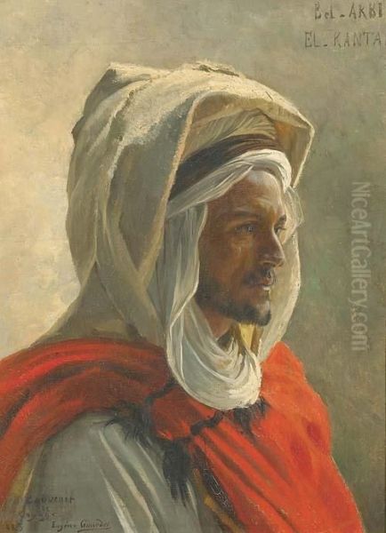 Portrait De Bel Arbi - El Kantar. 1885 Oil Painting by Eugene-Alexis Girardet