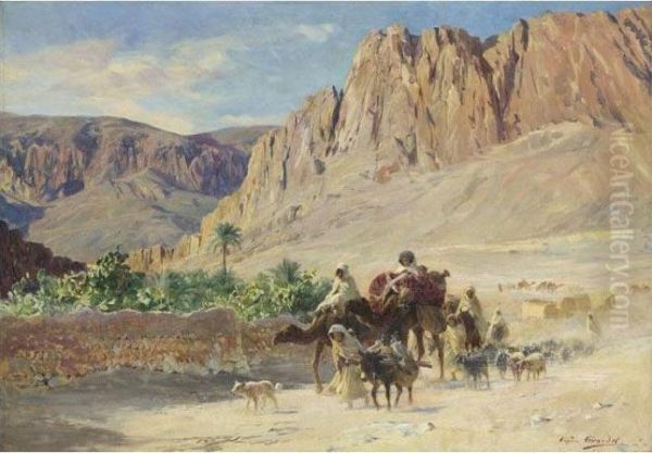 Caravane Dans Le Desert Oil Painting by Eugene-Alexis Girardet