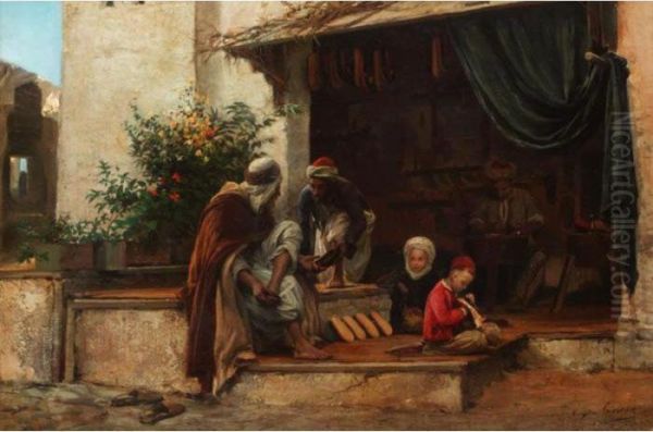 Shoes For Sale Oil Painting by Eugene-Alexis Girardet