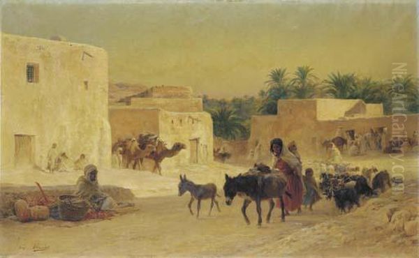 Leaving The Market Oil Painting by Eugene-Alexis Girardet