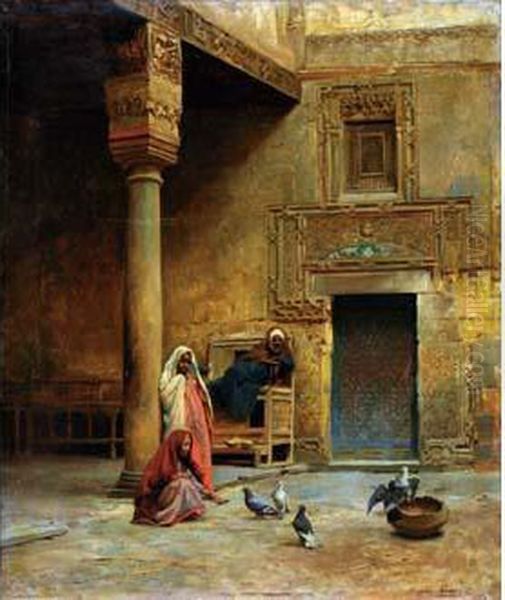 Une Cour Arabe Oil Painting by Eugene-Alexis Girardet