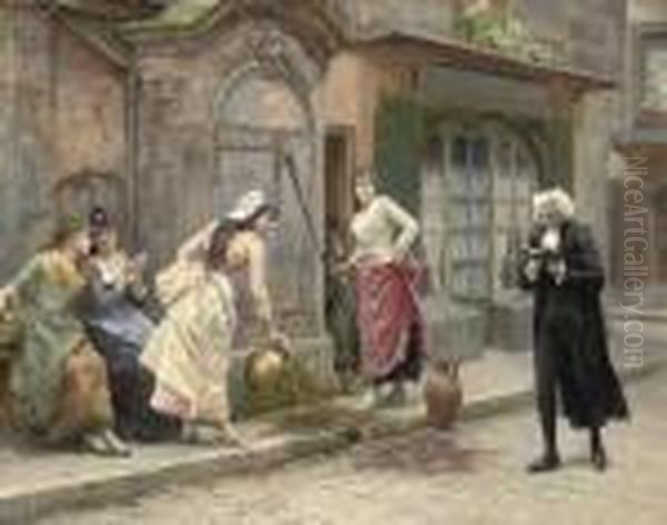 A Distraction From Studies Oil Painting by Jules Girardet