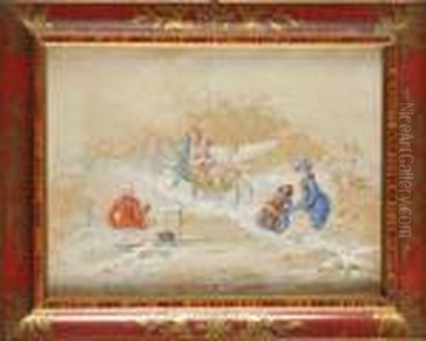 Jeux D'hiver Oil Painting by Jules Girardet