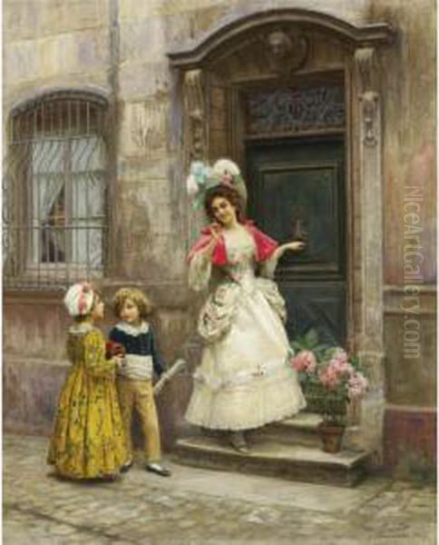 Grandmother's Birthday Oil Painting by Jules Girardet