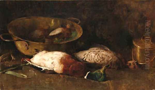 Still life with mallards Oil Painting by Emil Carlsen