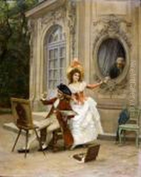 Le Billet Doux Oil Painting by Jules Girardet