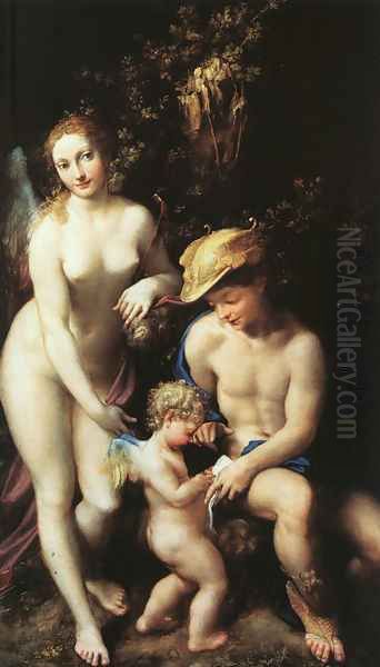 The Education of Cupid 1528 Oil Painting by Antonio Allegri da Correggio