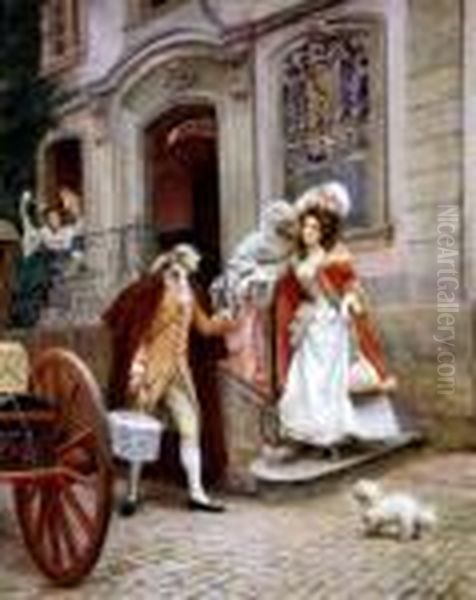 Depart En Voyage De Noces Oil Painting by Jules Girardet