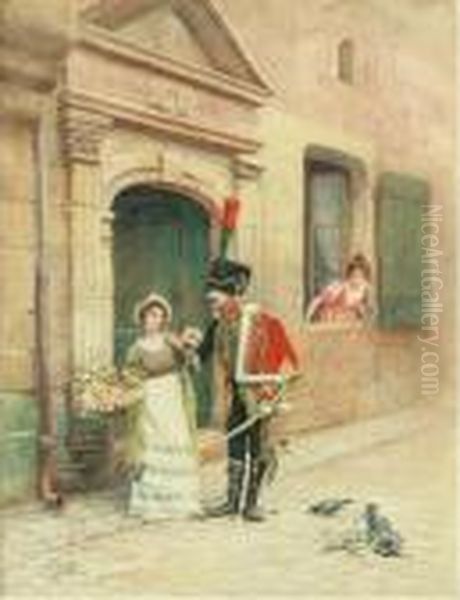 The Love Letter; And Jealousy Oil Painting by Jules Girardet