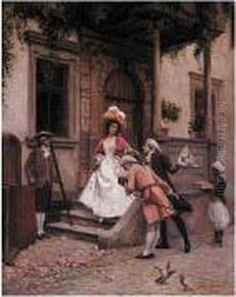 The Courtship Oil Painting by Jules Girardet