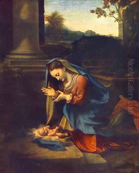 The Adoration of the Child 1518 Oil Painting by Antonio Allegri da Correggio