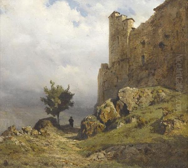 Burgruine Im Sommer Oil Painting by Karl Girardet