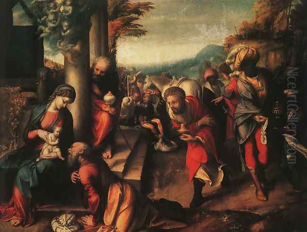 The Adoration of the Magi 1516 Oil Painting by Antonio Allegri da Correggio