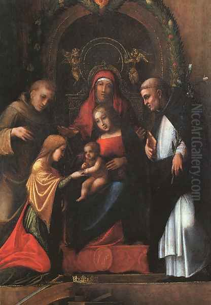 The Mystic Marriage of St. Catherine-2 1510 Oil Painting by Antonio Allegri da Correggio