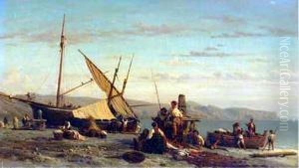 Bringing In The Catch Oil Painting by Karl Girardet