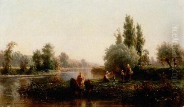 Am Flussufer Oil Painting by Karl Girardet